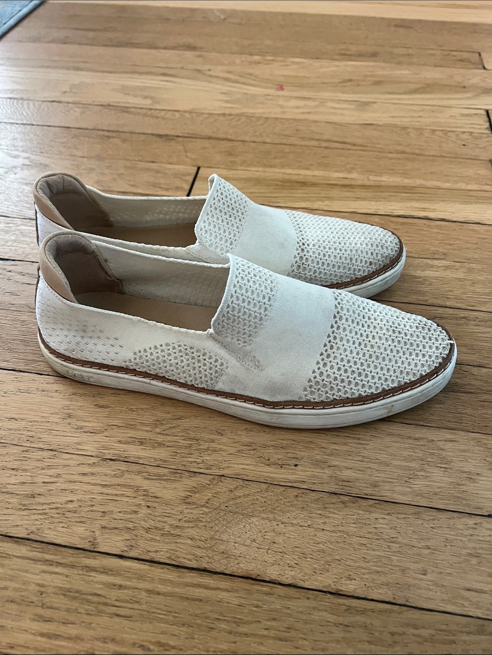 UGH Slip-On Women's Casual Knit Sneakers in Off-White